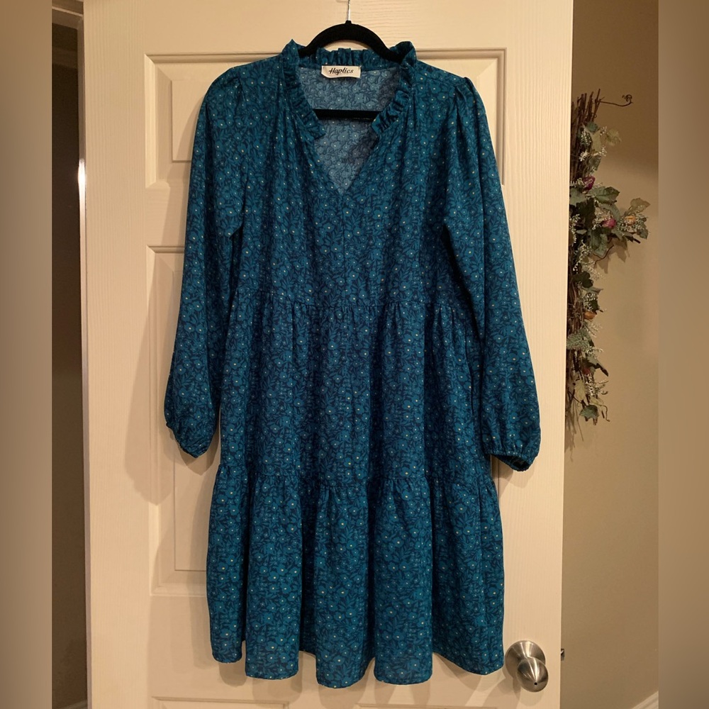 Elegant Blue Floral Dress